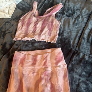 Spiritual Gangster, XS 2 piece pink tie-dyed set.
